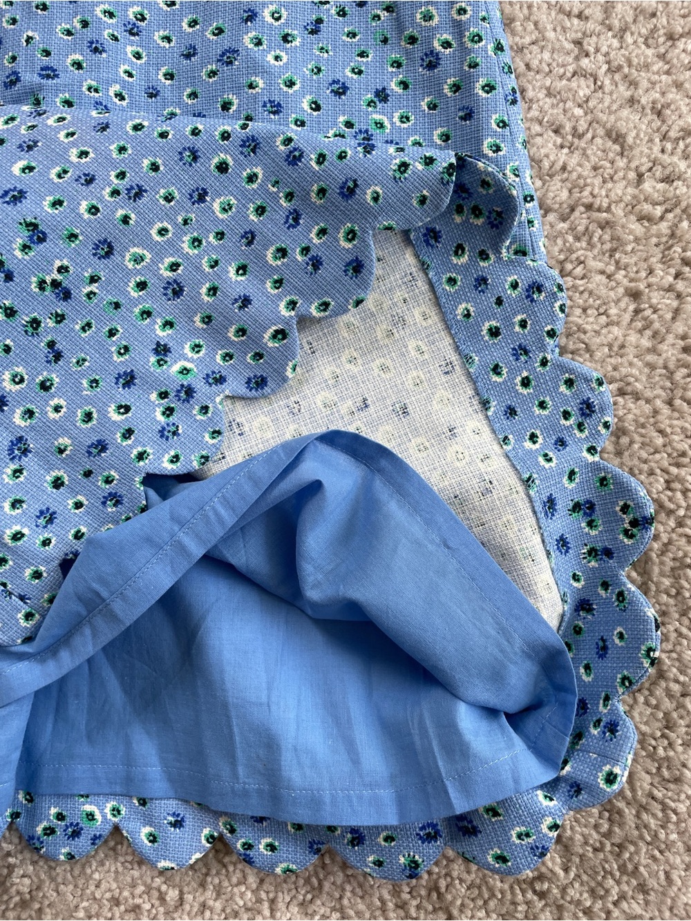 J. Crew Factory Blue Floral Scallop Square Neck A-Line Sheath Mini Dress Size 0 - Picture 9 of 14